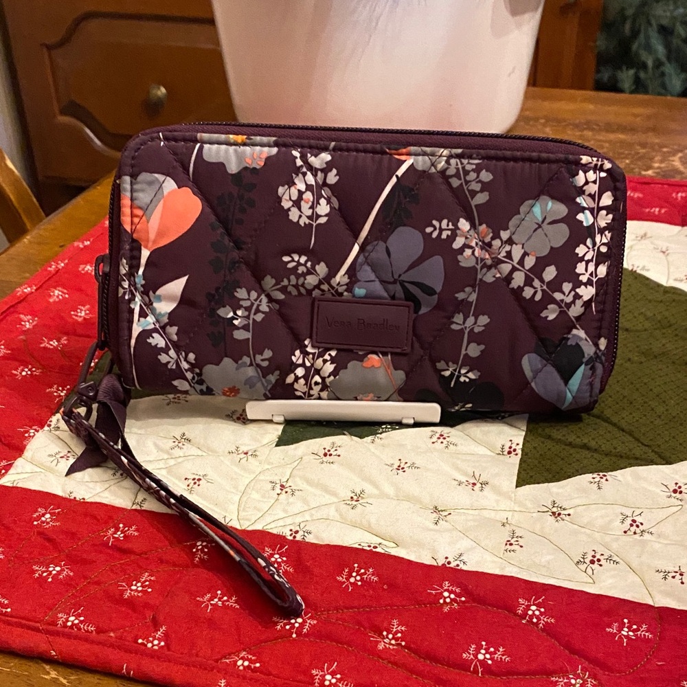 Vera Bradley Dark Purple Floral Wristlet